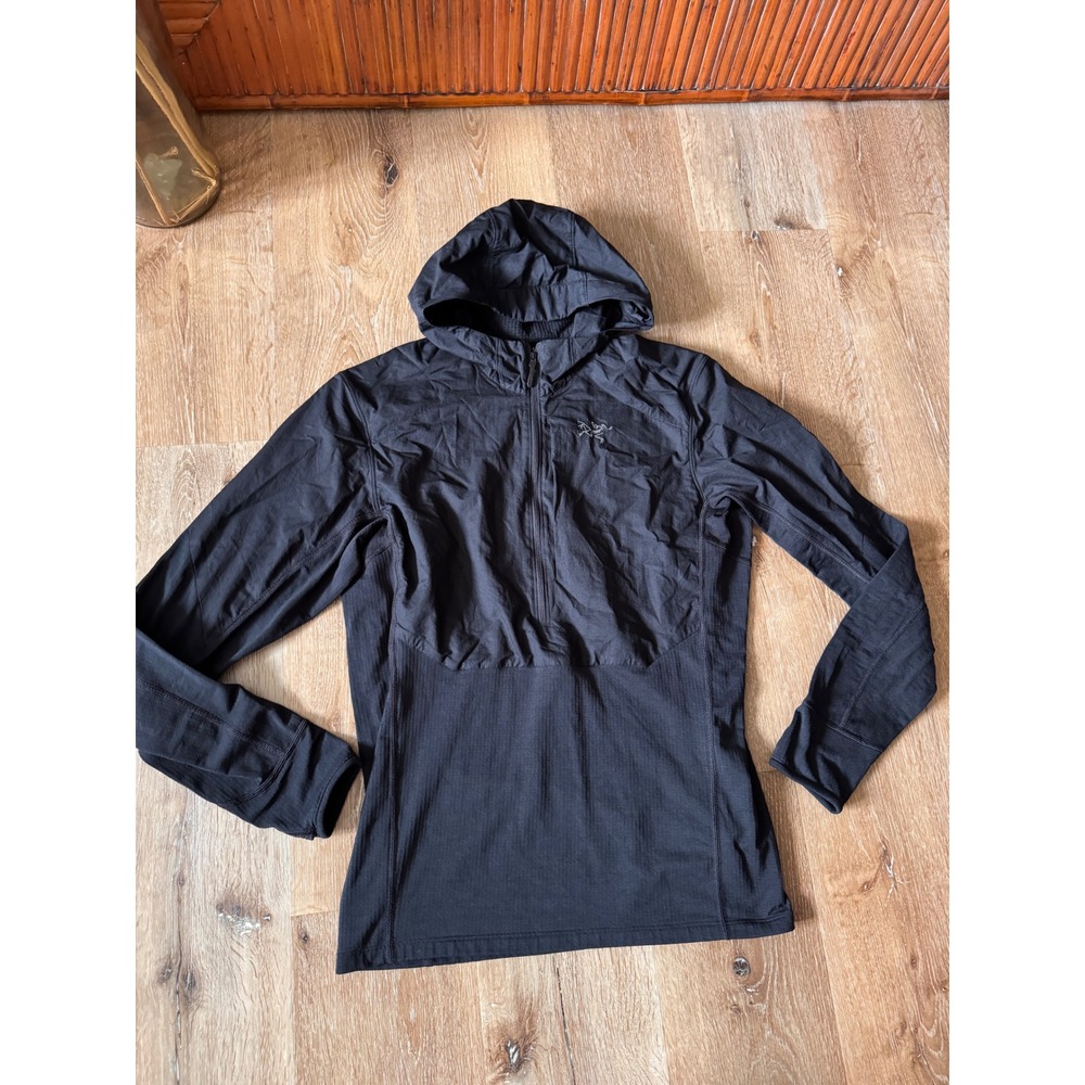 Arcteryx Black Delta‎ Hybrid Hoody Mens 1/2 Zip Fleece Jacket Size M